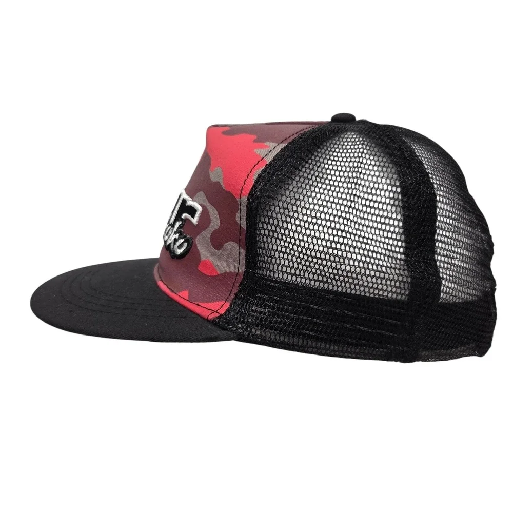 Four Loko Trucker Hat Mens Red Camo Mesh Back Snapback Promo Cap Promo Vtg